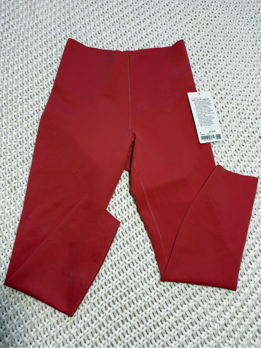 lululemon desert red glow up tight 25” size 8